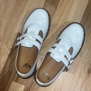 Dr. Martens White Perforated Mary Janes